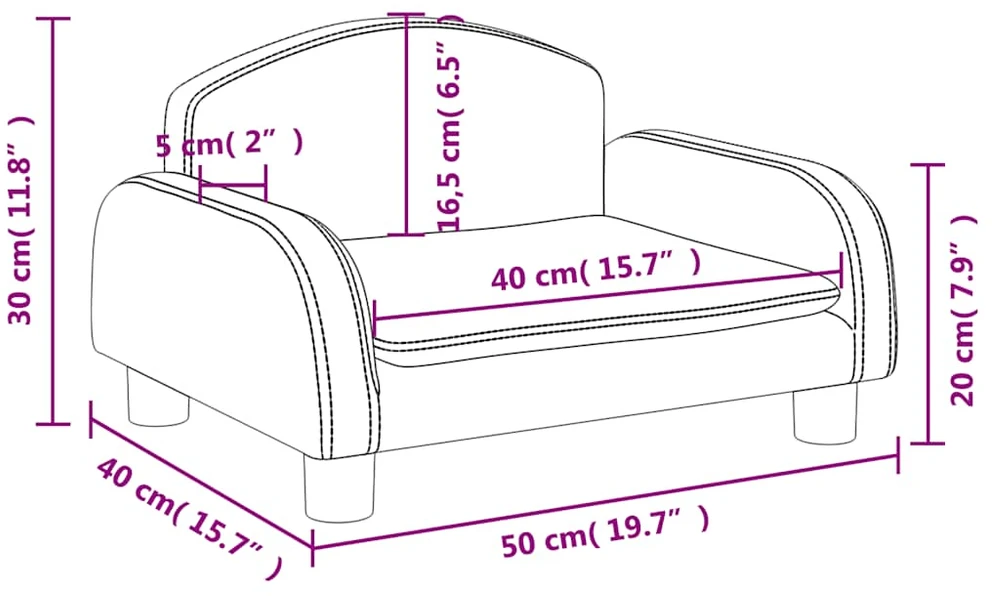 Vaikiška sofa, juodos spalvos, 50x40x30 cm, audinys