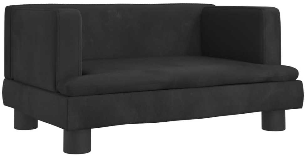 Vaikiška sofa, juodos spalvos, 60x40x30cm, aksomas