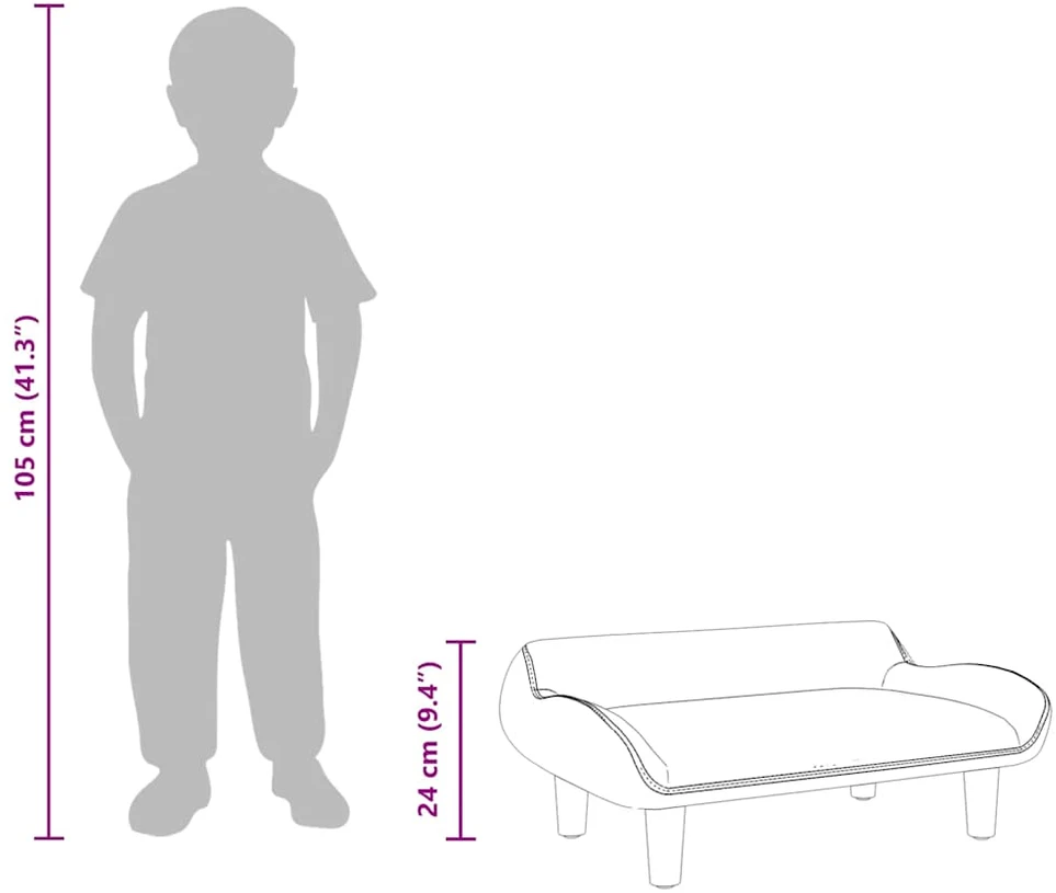 Vaikiška sofa, juodos spalvos, 70x40x24cm, audinys