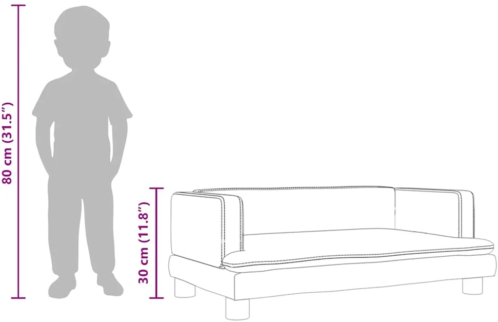 Vaikiška sofa, juodos spalvos, 80x45x30cm, aksomas