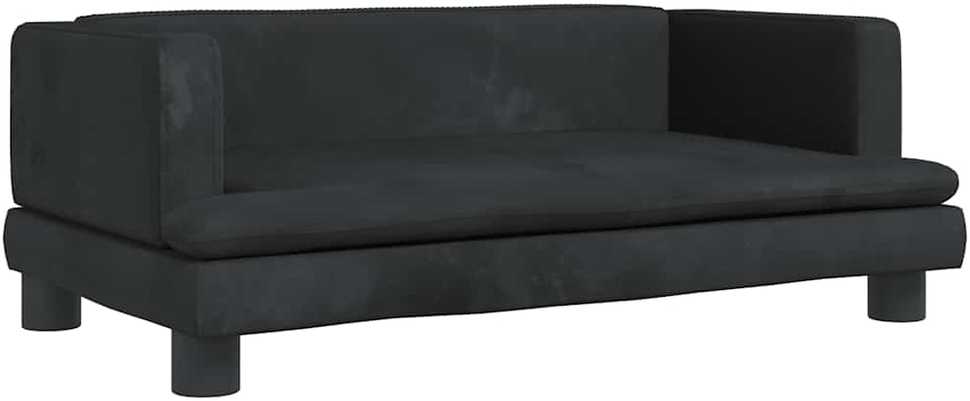 Vaikiška sofa, juodos spalvos, 80x45x30cm, aksomas