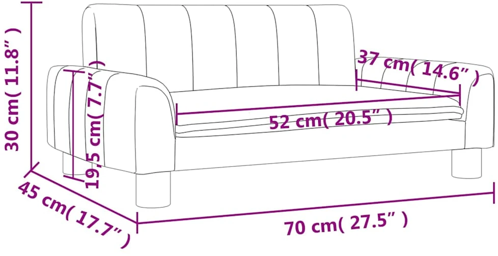 Vaikiška sofa, kapučino spalvos, 70x45x30cm, dirbtinė oda