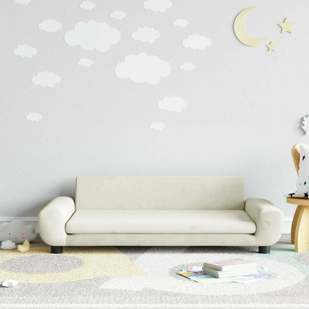Vaikiška sofa, kreminės spalvos, 100x54x33cm, aksomas