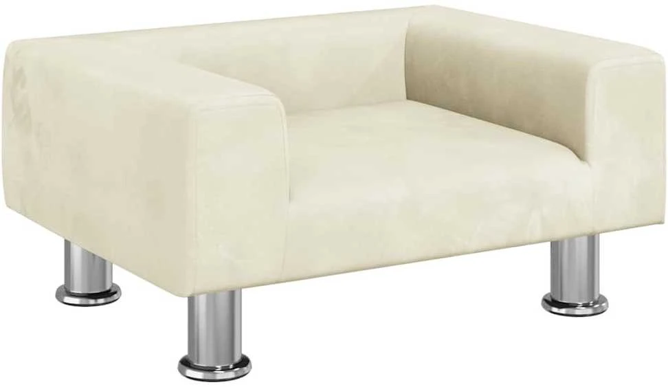 Vaikiška sofa, kreminės spalvos, 50x40x26,5cm, aksomas