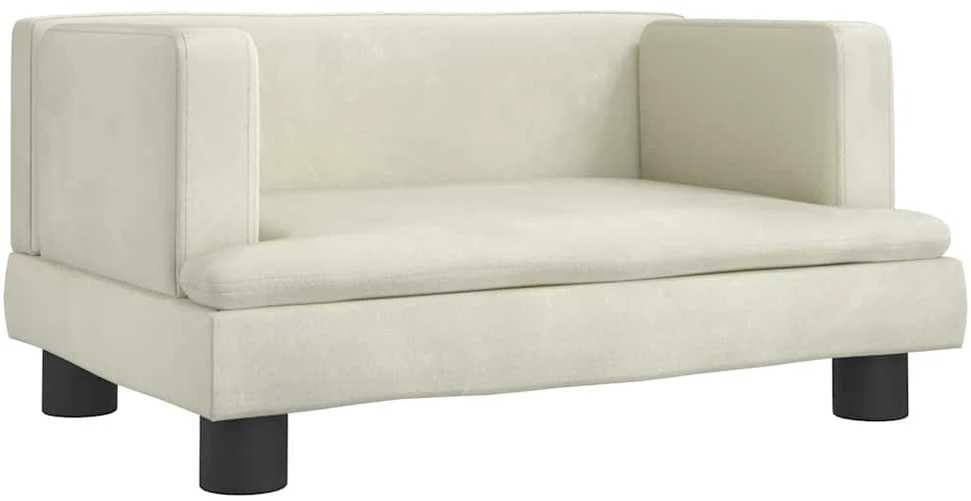 Vaikiška sofa, kreminės spalvos, 60x40x30cm, aksomas