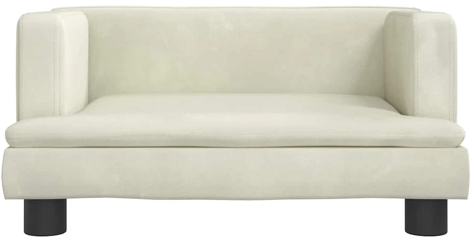 Vaikiška sofa, kreminės spalvos, 60x40x30cm, aksomas
