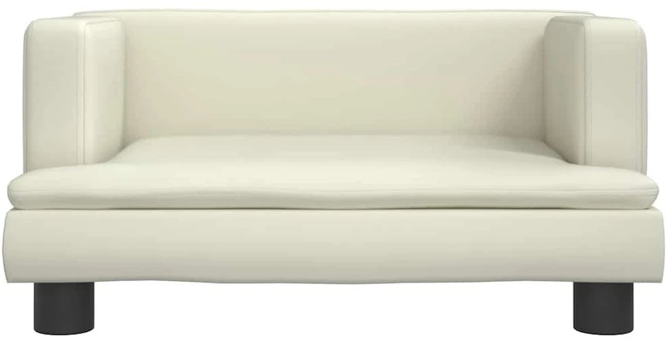 Vaikiška sofa, kreminės spalvos, 60x40x30cm, dirbtinė oda