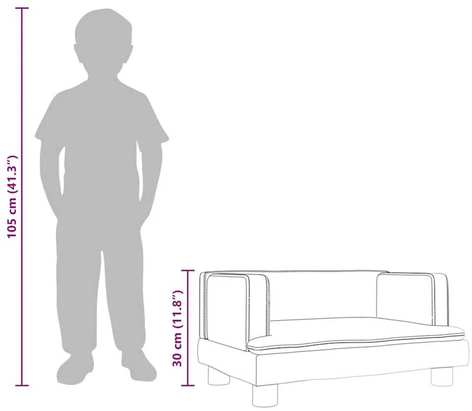 Vaikiška sofa, kreminės spalvos, 60x40x30cm, aksomas