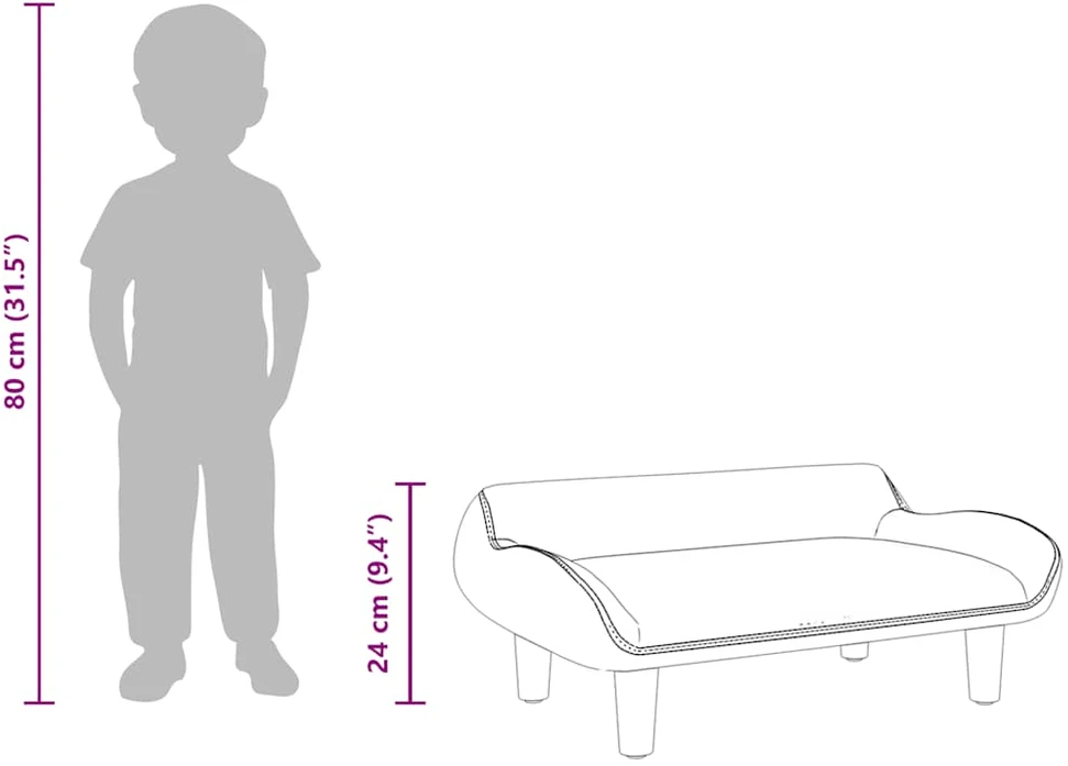 Vaikiška sofa, kreminės spalvos, 70x40x24cm, aksomas