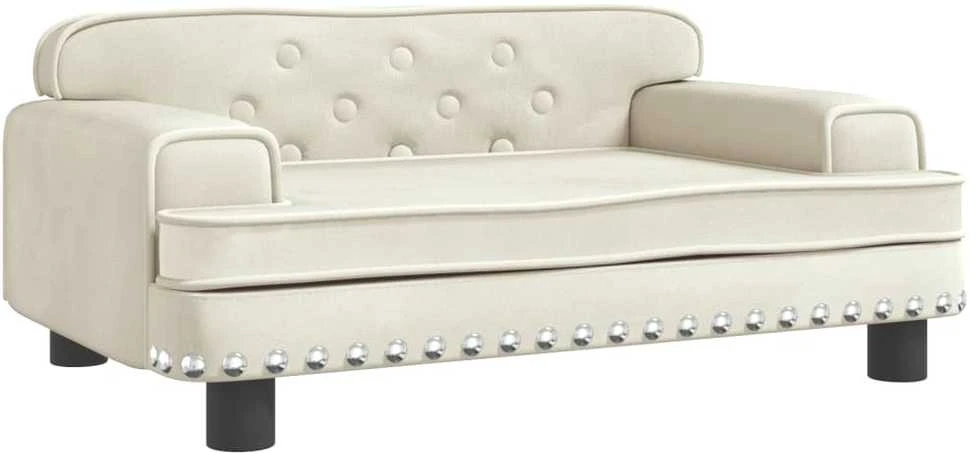 Vaikiška sofa, kreminės spalvos, 70x45x30cm, aksomas