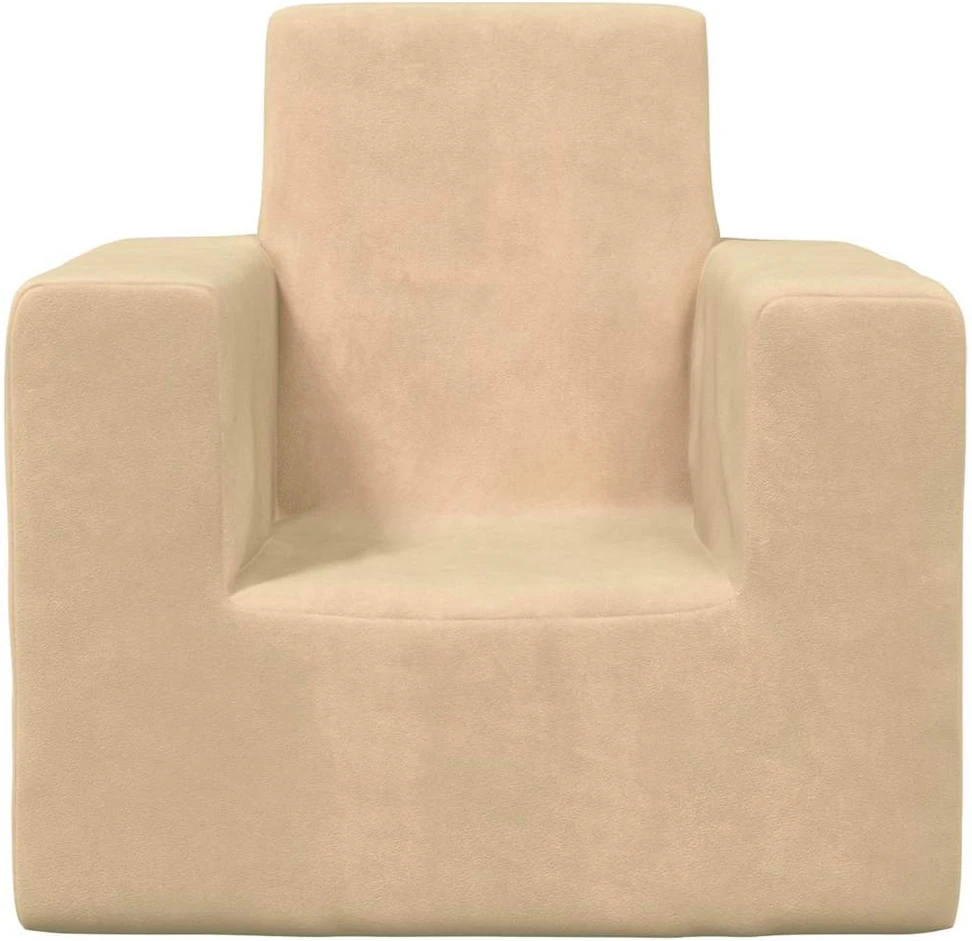 Vaikiška sofa, kreminės spalvos, minkštas pliušas
