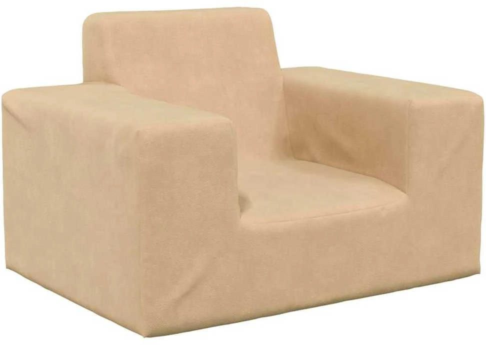 Vaikiška sofa, kreminės spalvos, minkštas pliušas