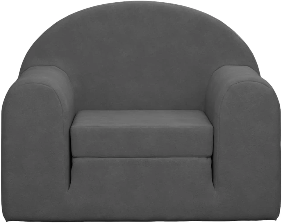Vaikiška sofa-lova, antracito spalvos, minkštas pliušas