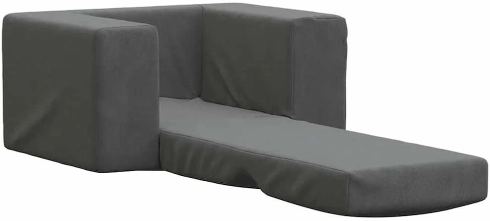 Vaikiška sofa-lova, antracito spalvos, minkštas pliušas