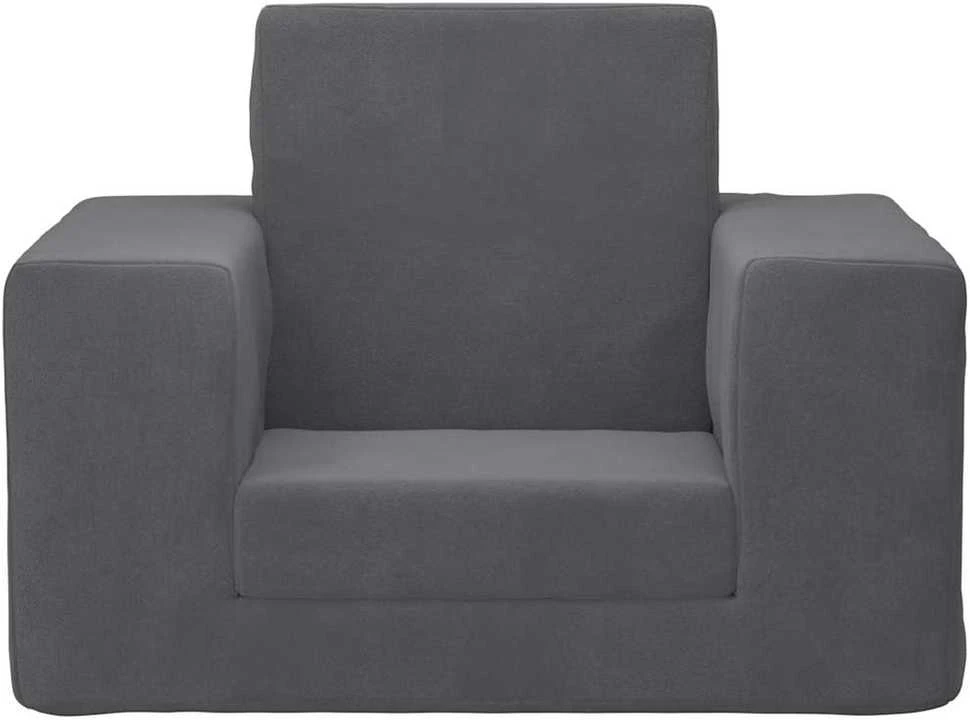 Vaikiška sofa-lova, antracito spalvos, minkštas pliušas