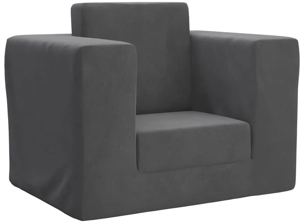 Vaikiška sofa-lova, antracito spalvos, minkštas pliušas