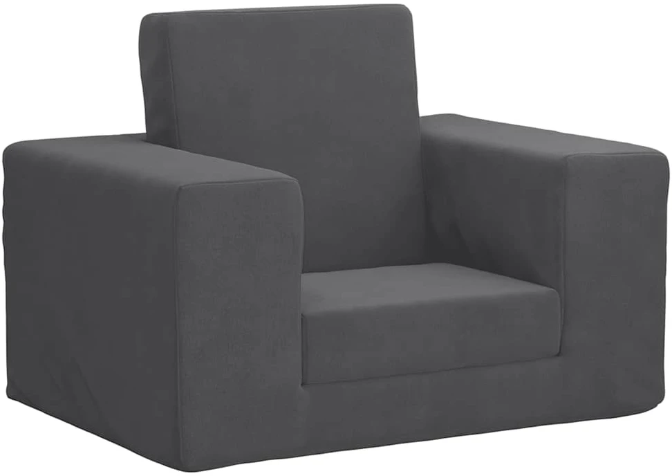 Vaikiška sofa-lova, antracito spalvos, minkštas pliušas