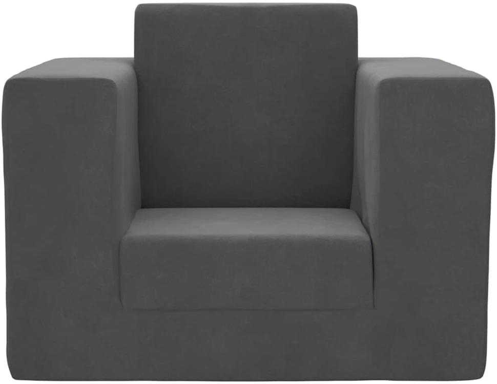 Vaikiška sofa-lova, antracito spalvos, minkštas pliušas
