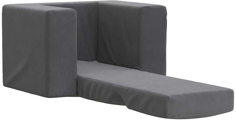 Vaikiška sofa-lova, antracito spalvos, minkštas pliušas