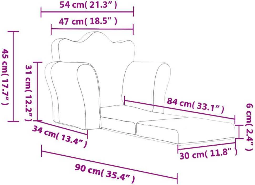 Vaikiška sofa-lova, antracito spalvos, minkštas pliušas