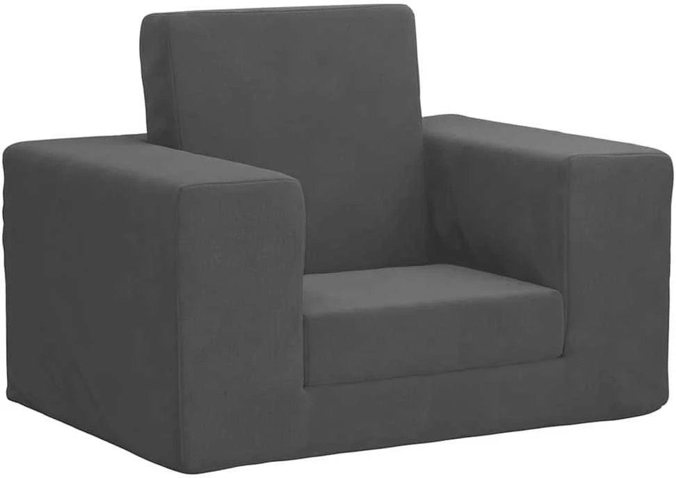 Vaikiška sofa-lova, antracito spalvos, minkštas pliušas