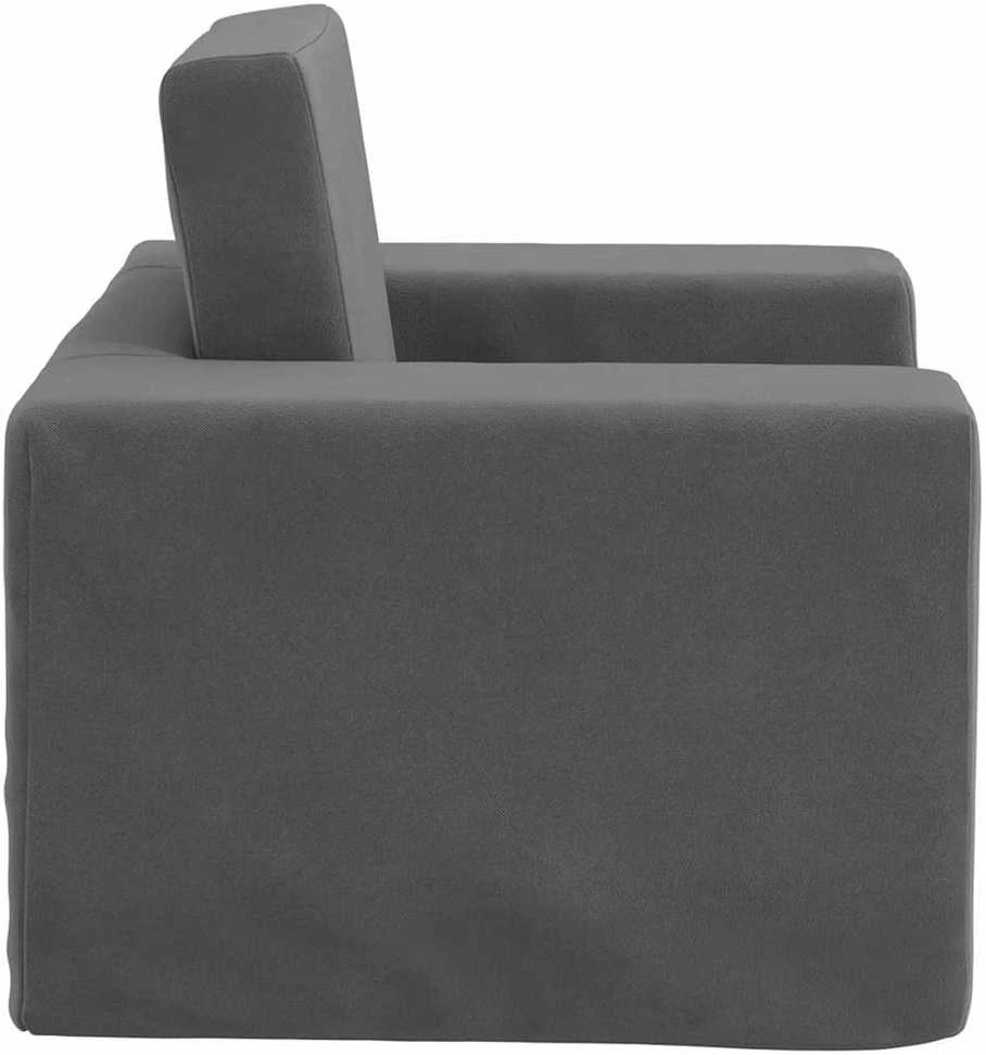 Vaikiška sofa-lova, antracito spalvos, minkštas pliušas