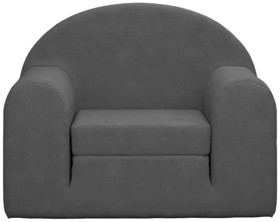 Vaikiška sofa-lova, antracito spalvos, minkštas pliušas