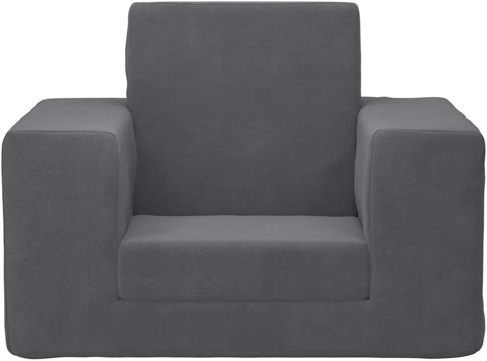 Vaikiška sofa-lova, antracito spalvos, minkštas pliušas