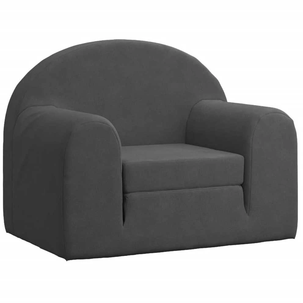 Vaikiška sofa-lova, antracito spalvos, minkštas pliušas