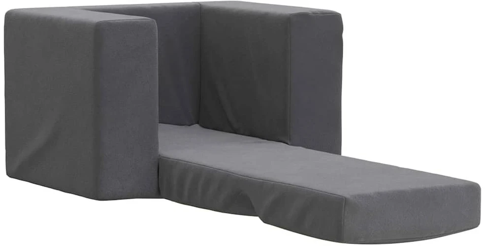 Vaikiška sofa-lova, antracito spalvos, minkštas pliušas