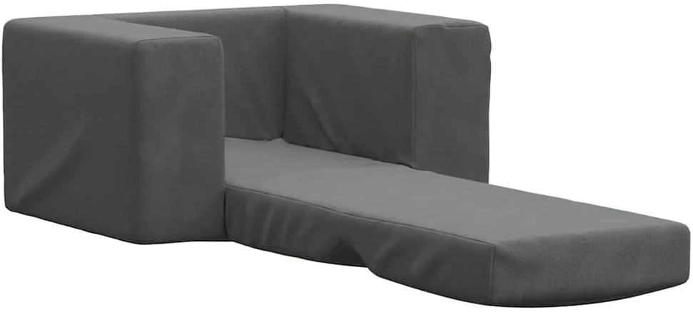 Vaikiška sofa-lova, antracito spalvos, minkštas pliušas
