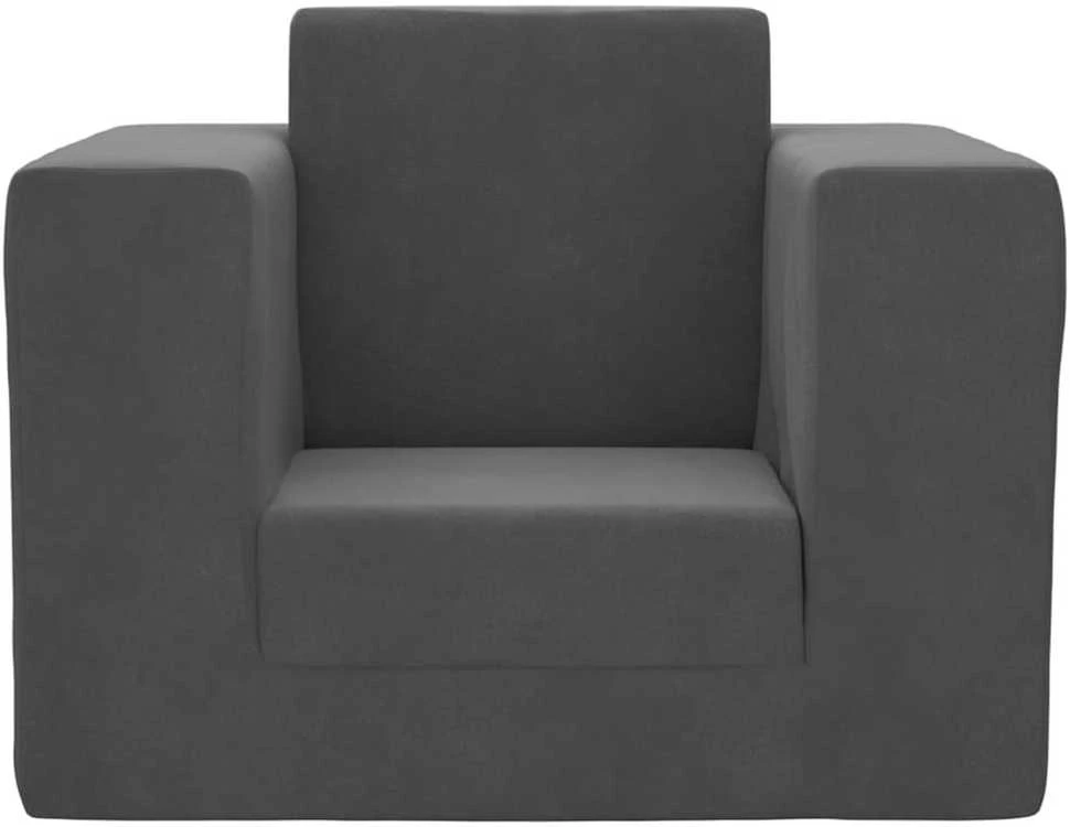 Vaikiška sofa-lova, antracito spalvos, minkštas pliušas
