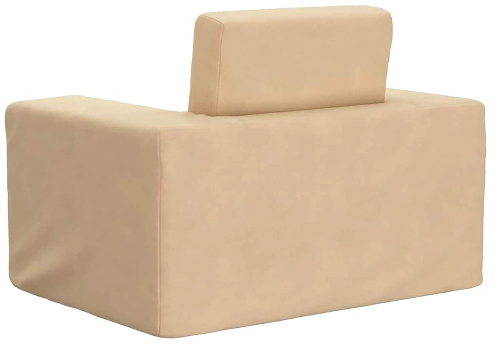 Vaikiška sofa-lova, kreminės spalvos, minkštas pliušas
