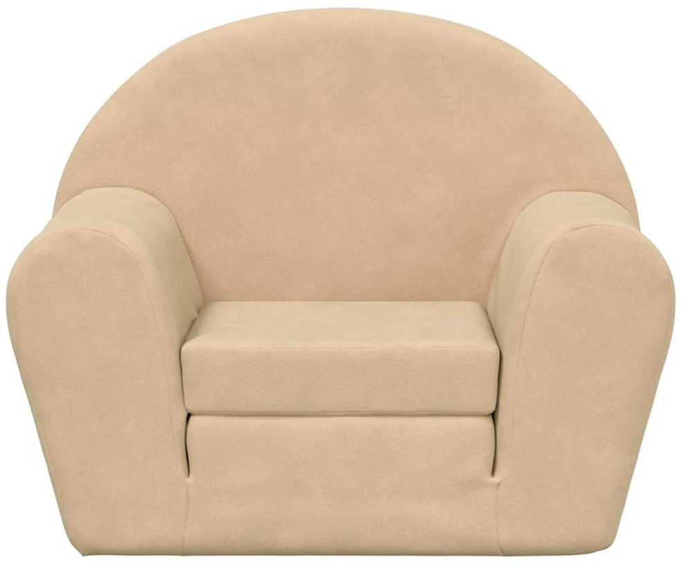 Vaikiška sofa-lova, kreminės spalvos, minkštas pliušas