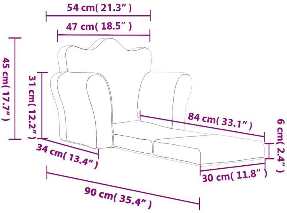 Vaikiška sofa-lova, kreminės spalvos, minkštas pliušas