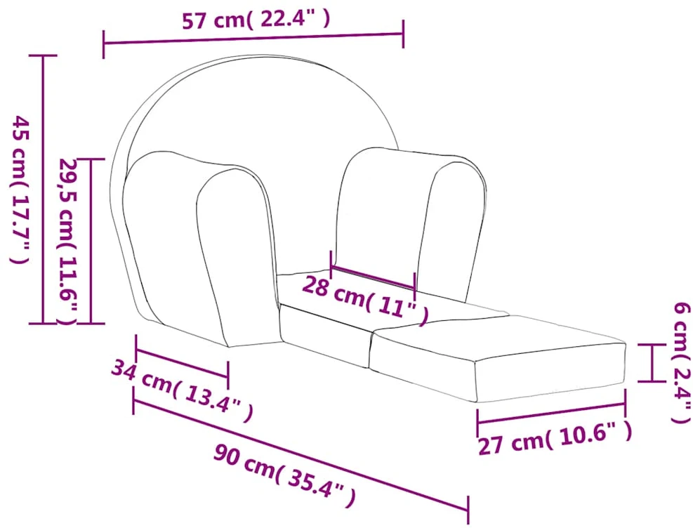 Vaikiška sofa-lova, kreminės spalvos, minkštas pliušas