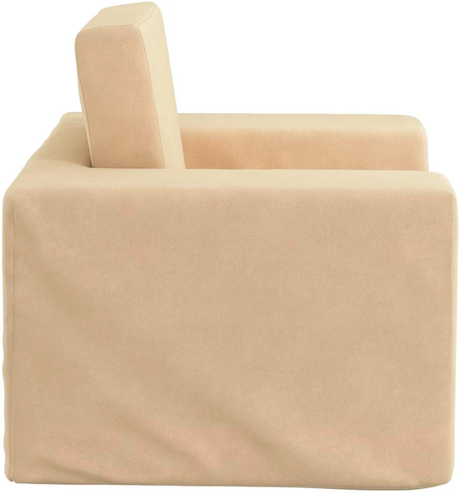 Vaikiška sofa-lova, kreminės spalvos, minkštas pliušas