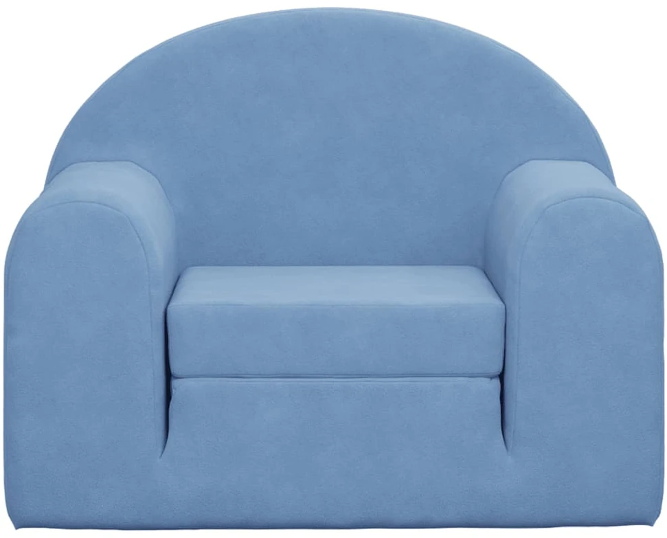 Vaikiška sofa-lova, mėlynos spalvos, minkštas pliušas
