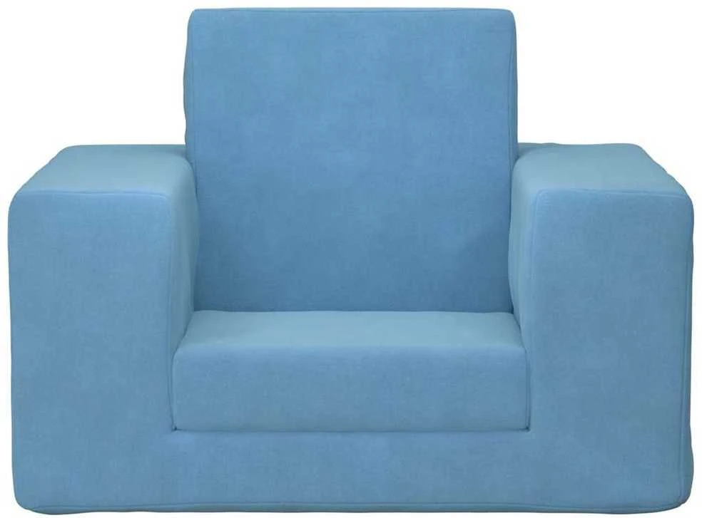 Vaikiška sofa-lova, mėlynos spalvos, minkštas pliušas
