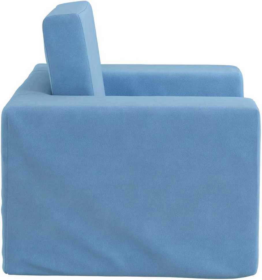 Vaikiška sofa-lova, mėlynos spalvos, minkštas pliušas