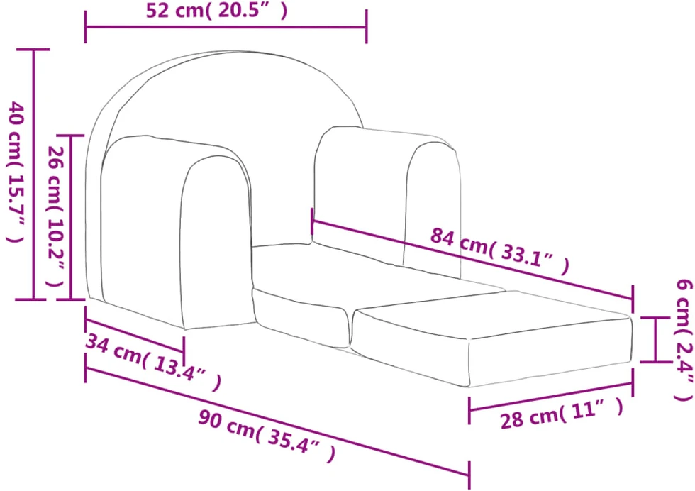 Vaikiška sofa-lova, mėlynos spalvos, minkštas pliušas
