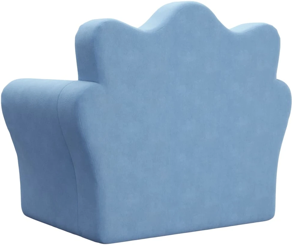 Vaikiška sofa-lova, mėlynos spalvos, minkštas pliušas