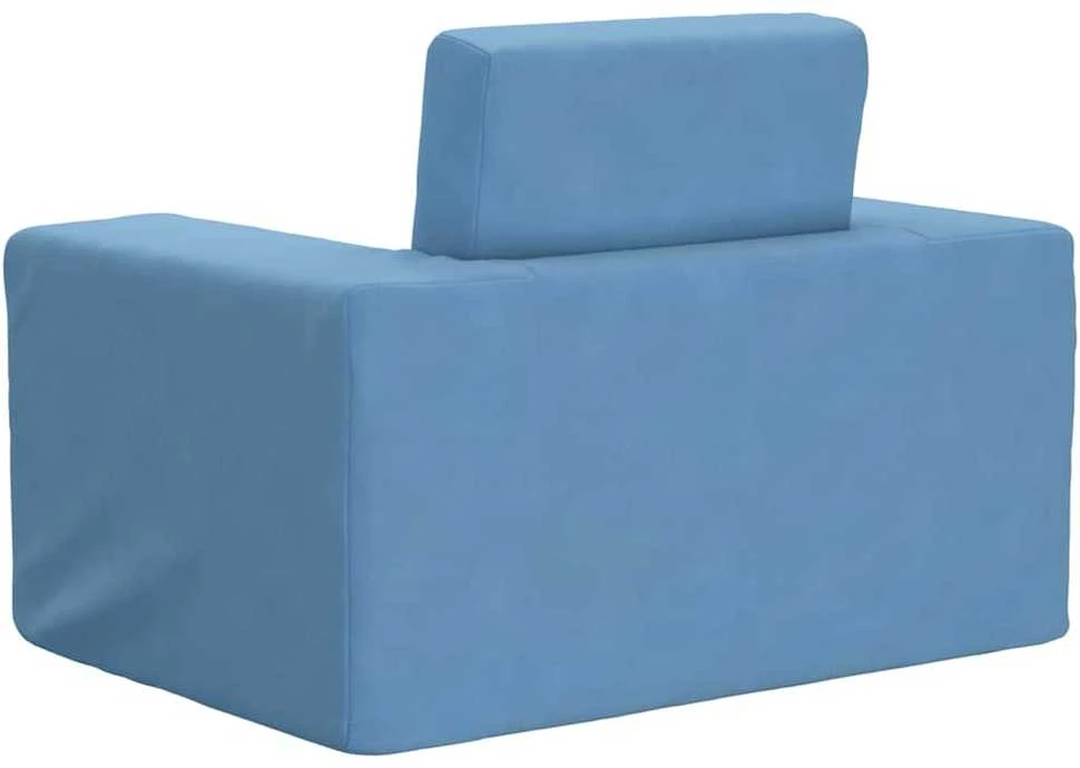 Vaikiška sofa-lova, mėlynos spalvos, minkštas pliušas