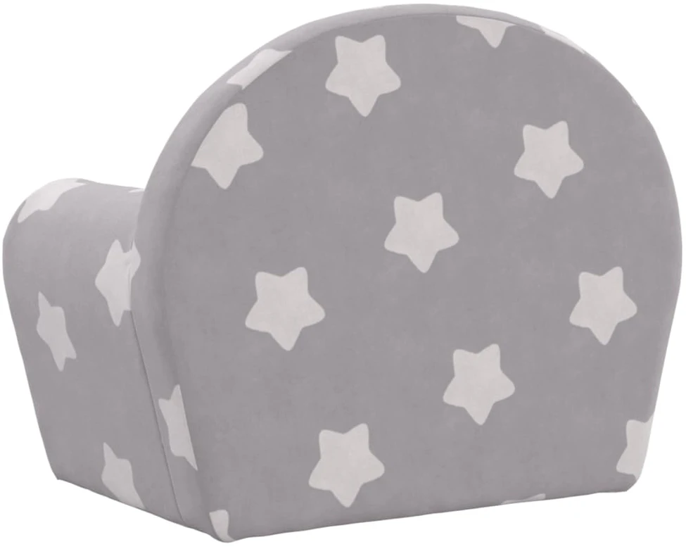 Vaikiška sofa-lova, pilka, minkštas pliušas, su žvaigždėmis