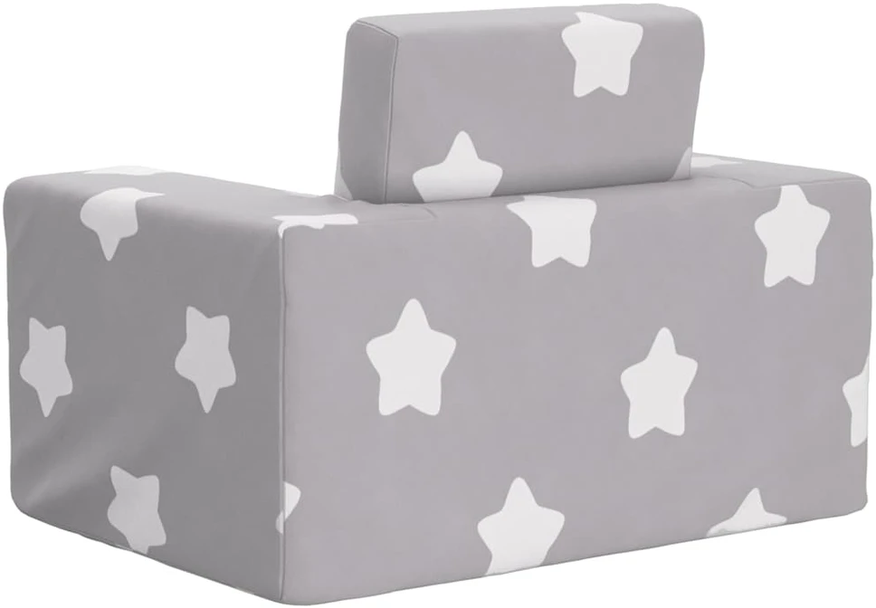 Vaikiška sofa-lova, pilka, minkštas pliušas, su žvaigždėmis