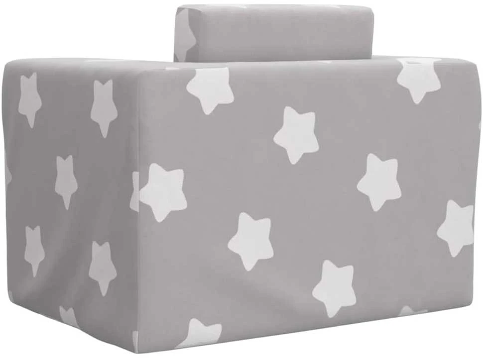 Vaikiška sofa-lova, pilka, minkštas pliušas, su žvaigždėmis