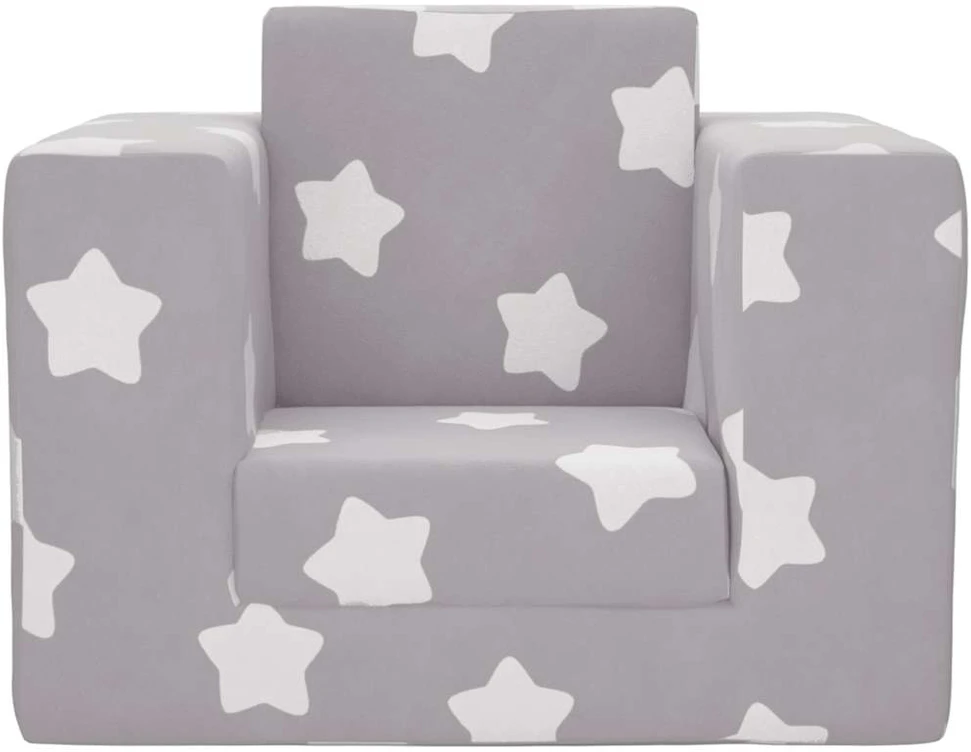Vaikiška sofa-lova, pilka, minkštas pliušas, su žvaigždėmis