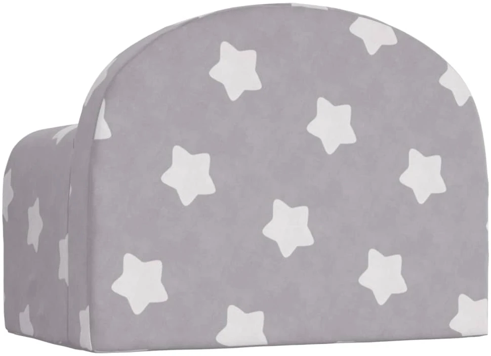 Vaikiška sofa-lova, pilka, minkštas pliušas, su žvaigždėmis