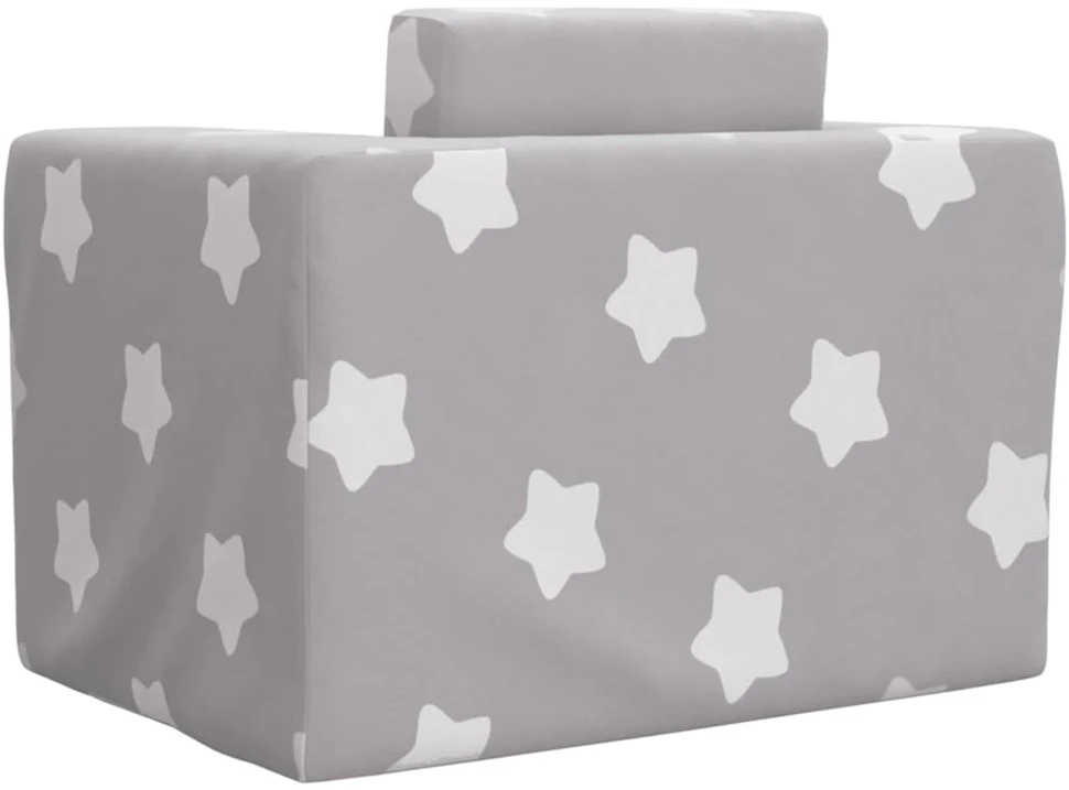Vaikiška sofa-lova, pilka, minkštas pliušas, su žvaigždėmis
