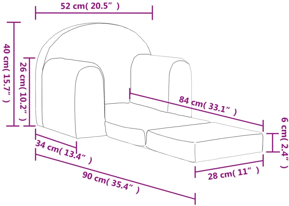 Vaikiška sofa-lova, pilka, minkštas pliušas, su žvaigždėmis